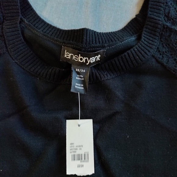 Lane Bryant Knit Black Lace Sleeve Black Women 22/24 Pullover Ethereal Lagum NWT - Picture 8 of 10